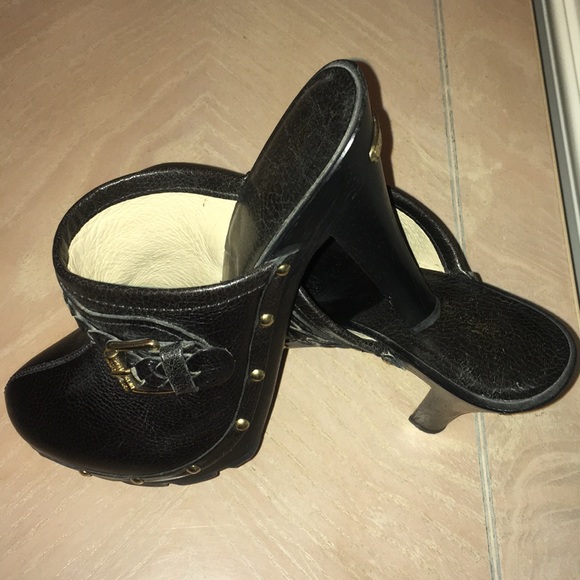 UEC Michael Michael Kors BK Leather Clogs size 7 - Picture 3 of 6